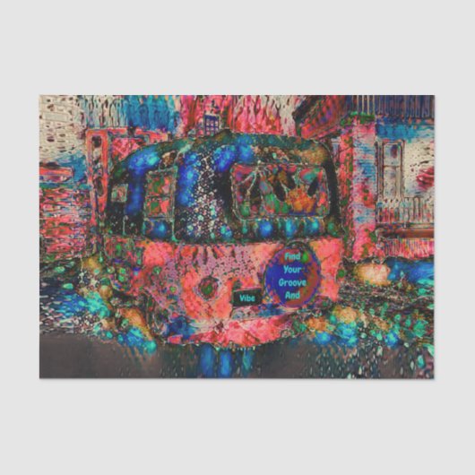 Camper Retro Hippie vindt uw groef en vibe Tissuepapier (Voorkant)