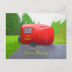 Camper Retro Holiday Red Green Vintage Moving Briefkaart