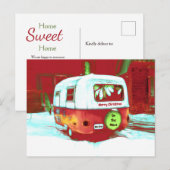 Camper Retro met kerstrode groene Vintage Briefkaart (Voorkant / Achterkant)