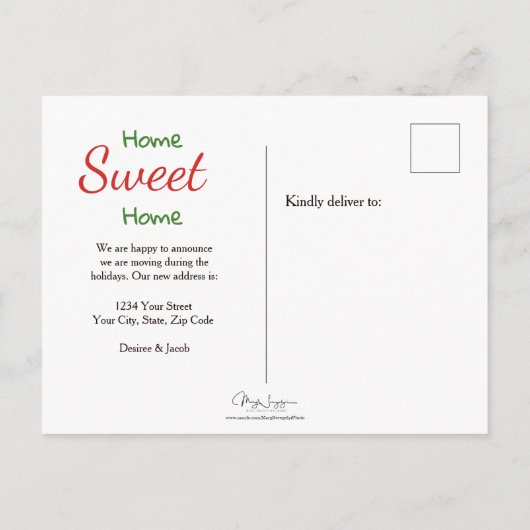 Camper Retro Vakantie Rood Groen  Verhuizen Briefkaart (Achterkant)