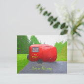 Camper Retro Vakantie Rood Groen  Verhuizen Briefkaart (Staand voorkant)