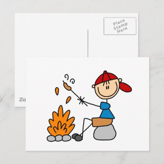 Camper Roasting Hot Dogs Tshirts en cadeaus Briefkaart (Voorkant / Achterkant)