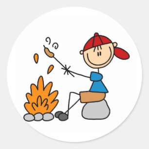 Camper Roasting Hot Dogs Tshirts en cadeaus Ronde Sticker