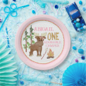 Camper Roze Buffel 1e Verjaardag met Moose Papieren Bordje (Feest)