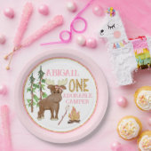 Camper Roze Buffel 1e Verjaardag met Moose Papieren Bordje (Feest)