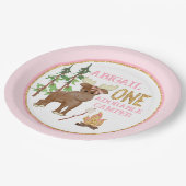 Camper Roze Buffel 1e Verjaardag met Moose Papieren Bordje (Gekanteld)