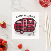 Camper Rustic Red Buffalo Pset Monogram Holiday Servet (Insitu)