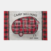 Camper Rustic Red Buffalo Pset Monogram Naam Deurmat (Voorkant)