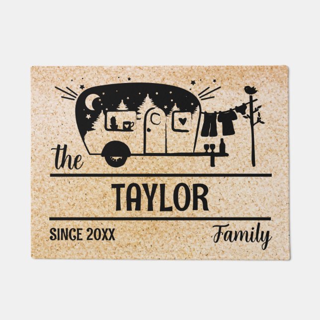 Camper RV Travel Trailer Camping Campervan Caravan Deurmat (Voorkant)