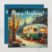  Camper Saguaro Cactus Christmas Kaart (Voorkant / Achterkant)