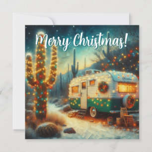 Camper Saguaro Cactus Christmas Kaart