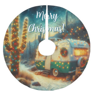 Camper Saguaro Cactus Kerstblauw Groen Kerstboom Rok