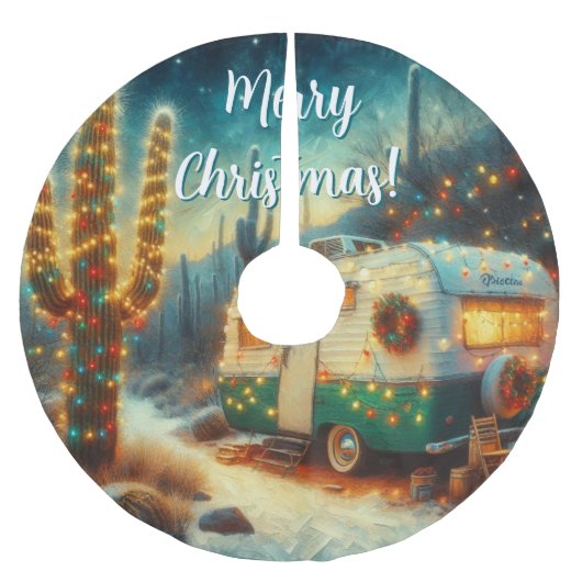  Camper Saguaro Cactus Kerstblauw Groen Kerstboom Rok (Voorkant)