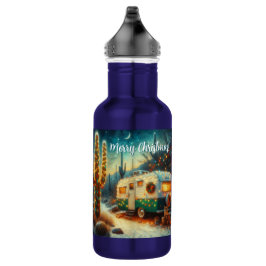 Camper Saguaro Cactus Kerstblauw Groen Waterfles