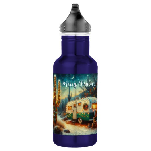  Camper Saguaro Cactus Kerstblauw Groen Waterfles (Rechts)