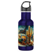  Camper Saguaro Cactus Kerstblauw Groen Waterfles (Voorkant)