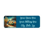 Camper Saguaro Cactus Kerstwoestijn Etiket (Voorkant)