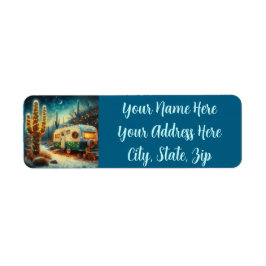  Camper Saguaro Cactus Kerstwoestijn Etiket