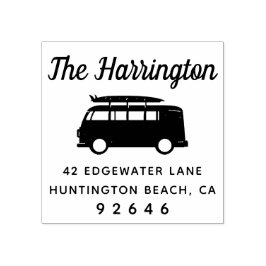 Camper Surfboard Familienaam Retouradres Rubberstempel