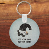 Camper, Tent, Campfire en jouw tekst aan beide zij Sleutelhanger (Voorkant)