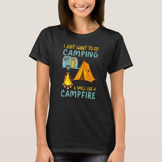 Camper Tent Outdoor Camping ruikt naar kampvuur T-shirt (Voorkant)