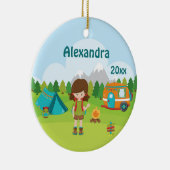 Camper Tent rugzak voor Camping Girl Fire Camper B Keramisch Ornament (Rechts)