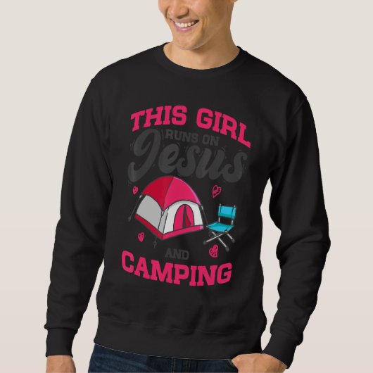 Camper This Girl Runs On Jesus & Camping Christian Trui (Voorkant)