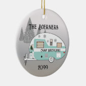 Camper Trailer Camper Trailer Camper Merry kerst Keramisch Ornament (Rechts)