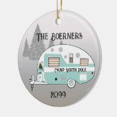 Camper Trailer Camper Trailer Camper Merry kerst Keramisch Ornament (Links)