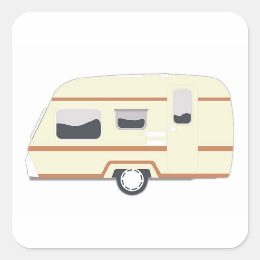 Camper Trailer Camping Van Vierkante Sticker (Voorkant)