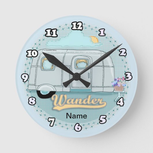 Camper Trailer Clock  Ronde Klok (Voorkant)
