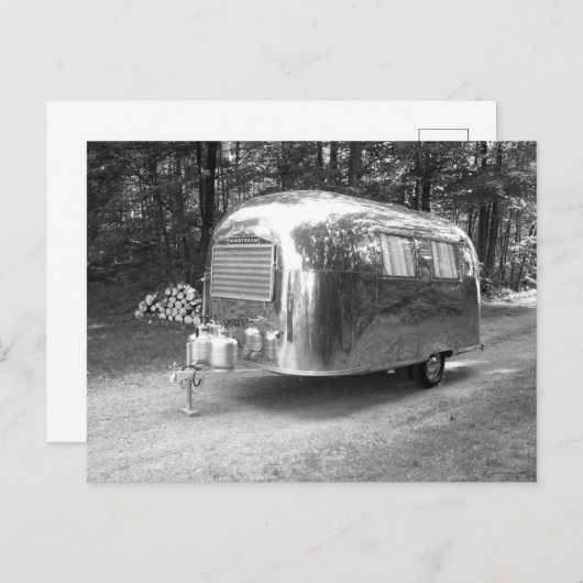 Camper Trailer Gepolijst ALS Caravel PC B&W Feestdagenkaart (Voorkant / Achterkant)