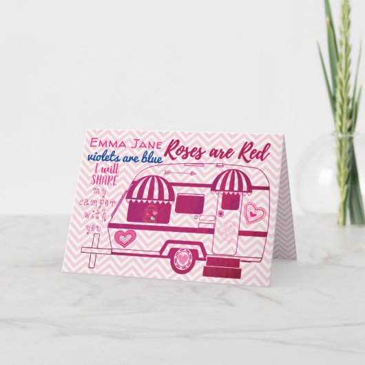 Camper Trailer Happy Valentine's Day Kaart (Voorkant)
