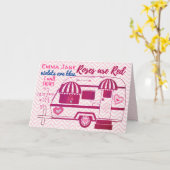  Camper Trailer Happy Valentine's Day Kaart (Gele Bloem)