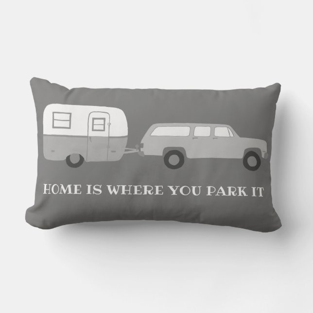  Camper Trailer RV Motorhome Vanlife grijs Kussen (Voorkant)
