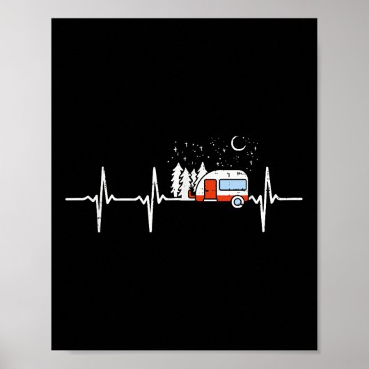 Camper Trailer Teardrop Heartbeat RV Camping Poster (Voorkant)