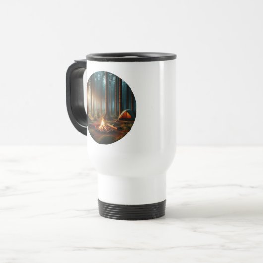 Camper Travel Mug With A Camping Site Reisbeker (Voorkant links)