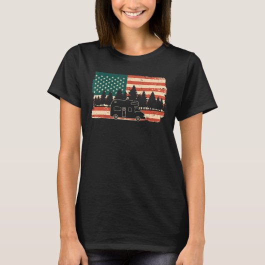 Camper USA Flag Caravan - Funny Camping_1 T-shirt (Voorkant)