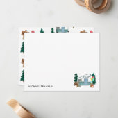 Camper Van Bomen Camping Ballon Kinderen Verjaarda Notitiekaartje (Voorkant / Achterkant in situ)