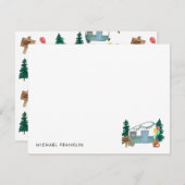 Camper Van Bomen Camping Ballon Kinderen Verjaarda Notitiekaartje (Voorkant / Achterkant)