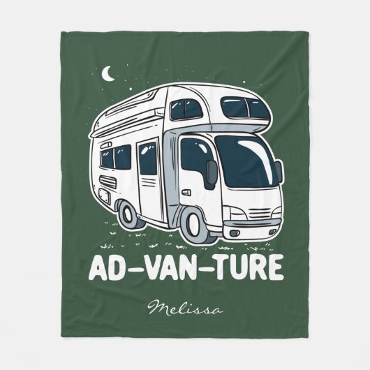 Camper Van Camping Adventure Gag Fleece Deken (Voorkant)