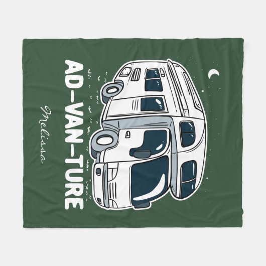 Camper Van Camping Adventure Gag Fleece Deken (Voorkant (Horizontaal))