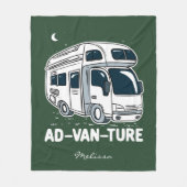 Camper Van Camping Avontuur Grap Fleece Deken (Voorkant)