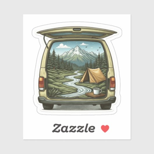 Camper Van Forest Vinyl Sticker | Die Cut Sticker (Vel)
