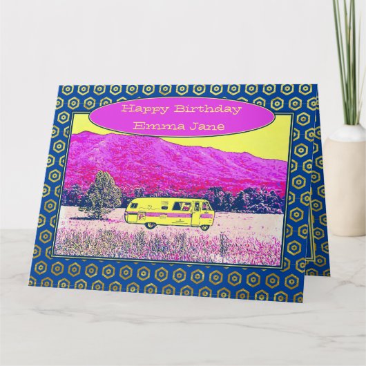  Camper Van Happy Birthday Happy Camper Kaart (Voorkant)