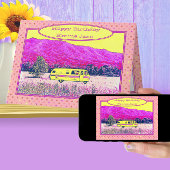  Camper Van Happy Birthday Pink Polka Dots Kaart