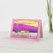  Camper Van Happy Birthday Pink Polka Dots Kaart (Voorkant)