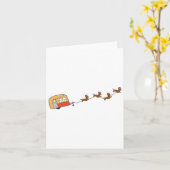 Camper Van Kerstmis Dachshund Sleigh Doxie Dog X- Kaart (Gele Bloem)
