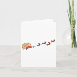 Camper Van Kerstmis Dachshund Sleigh Doxie Dog X- Kaart