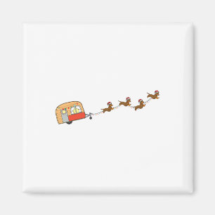 Camper Van Kerstmis Dachshund Sleigh Doxie Dog X- Magneet